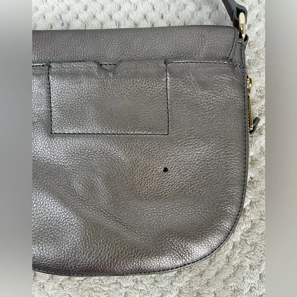 Cole Haan Metallic Silver Canteen Messenger Crossbody